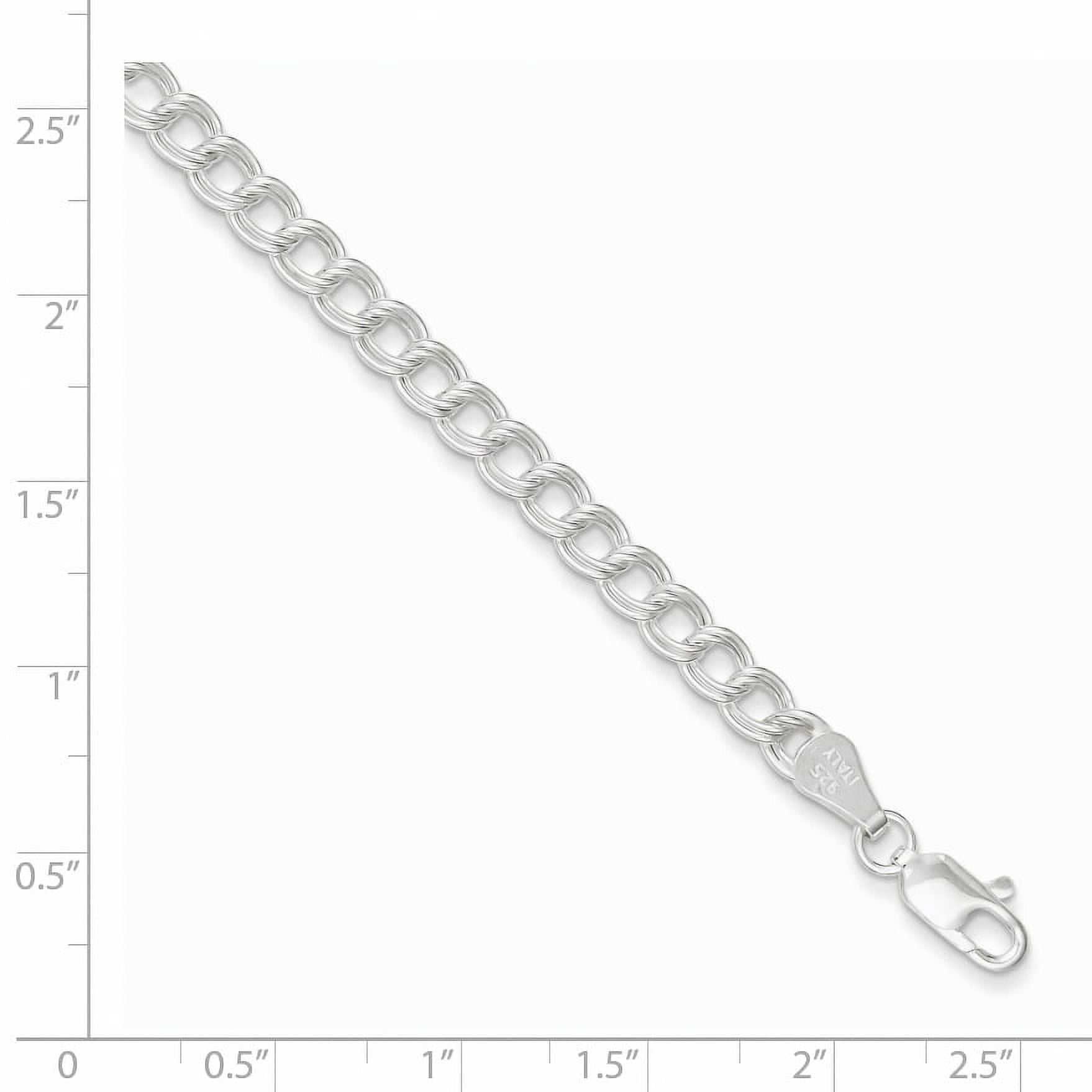 Sterling Silver 5mm Double Link Charm Bracelet