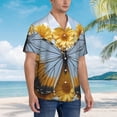 thumbnail image 3 of Bingfone Men's Short Sleeve Button Down Shirts Hawaiian Vibrant Butterfly And Sunflowers Printed Beach Shirt, 3 of 7