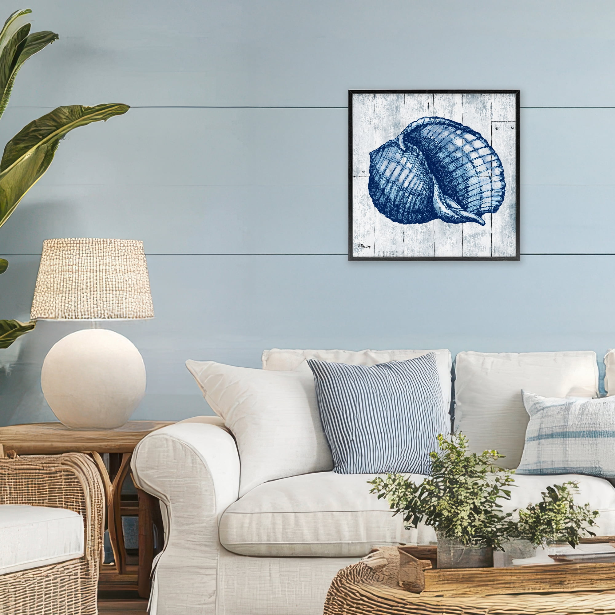 Stupell Industries Coastal Timberland Shell Black Framed Giclee Art, design by Paul Brent