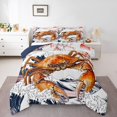 thumbnail image 1 of YST Cute Crab Ocean Wave Comforter Set, Queen Size, Asian Theme Bedding, 1 of 6