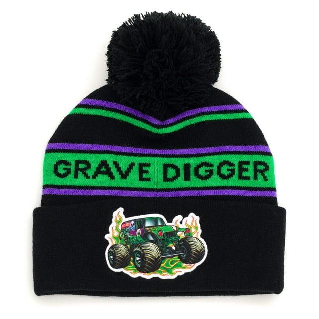 Gorro de invierno Monster Jam Grave Digger Green para niños pequeños