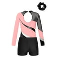 thumbnail image 4 of Doomiva Kids Girls Gymnastic Leotard Dance Biketard Unitard Bodysuit with Tumbling Athletic Shorts Scrunchies Set Pink&Black 6, 4 of 7