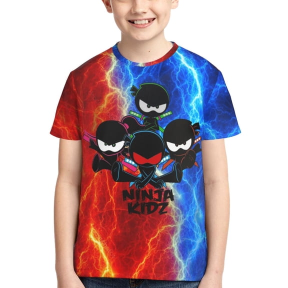 Ninja TV Kidz Boys Girls T Shirt Kids Short Sleeve Crewneck 3d Printed Graphic Shirts For Kids Youth X-Small