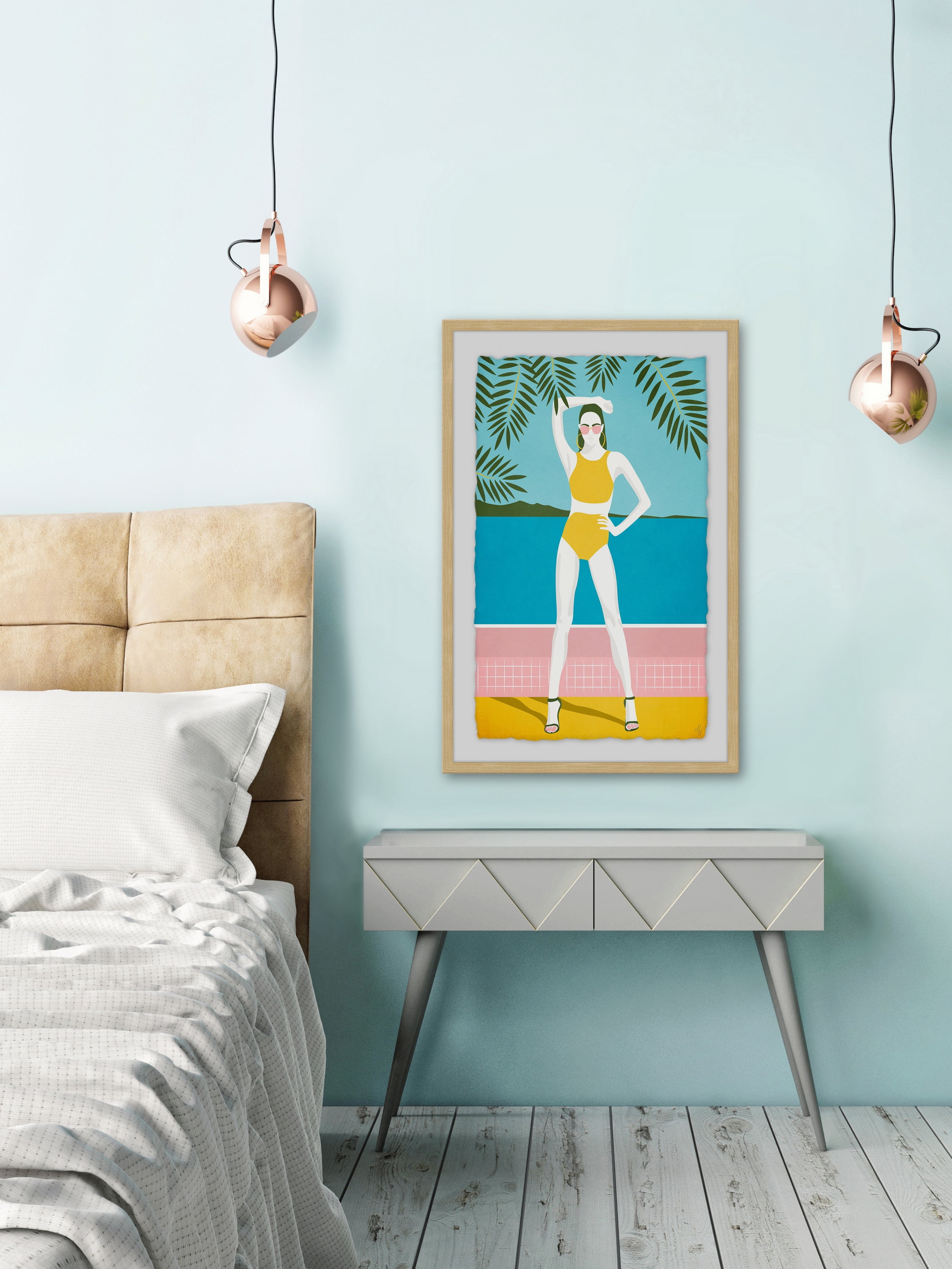 Yellow Bikini Framed Painting Print