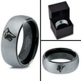 thumbnail image 4 of Tungsten Pride King Leo Lion Band Ring 8mm Men Women Comfort Fit Black Dome Brushed Gray Polished, 4 of 4