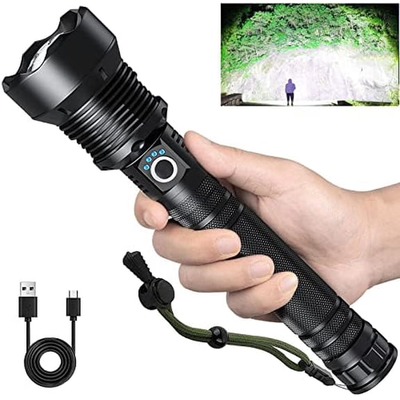 Rechargeable Flashlights 90,000 Lumens, Super Bright LED Flashlight High Lumens with USB Cable, 5 Modes Waterproof Flashlight Powerful Flash Light for Home Camping Hiking$$Tools & Hardware Other