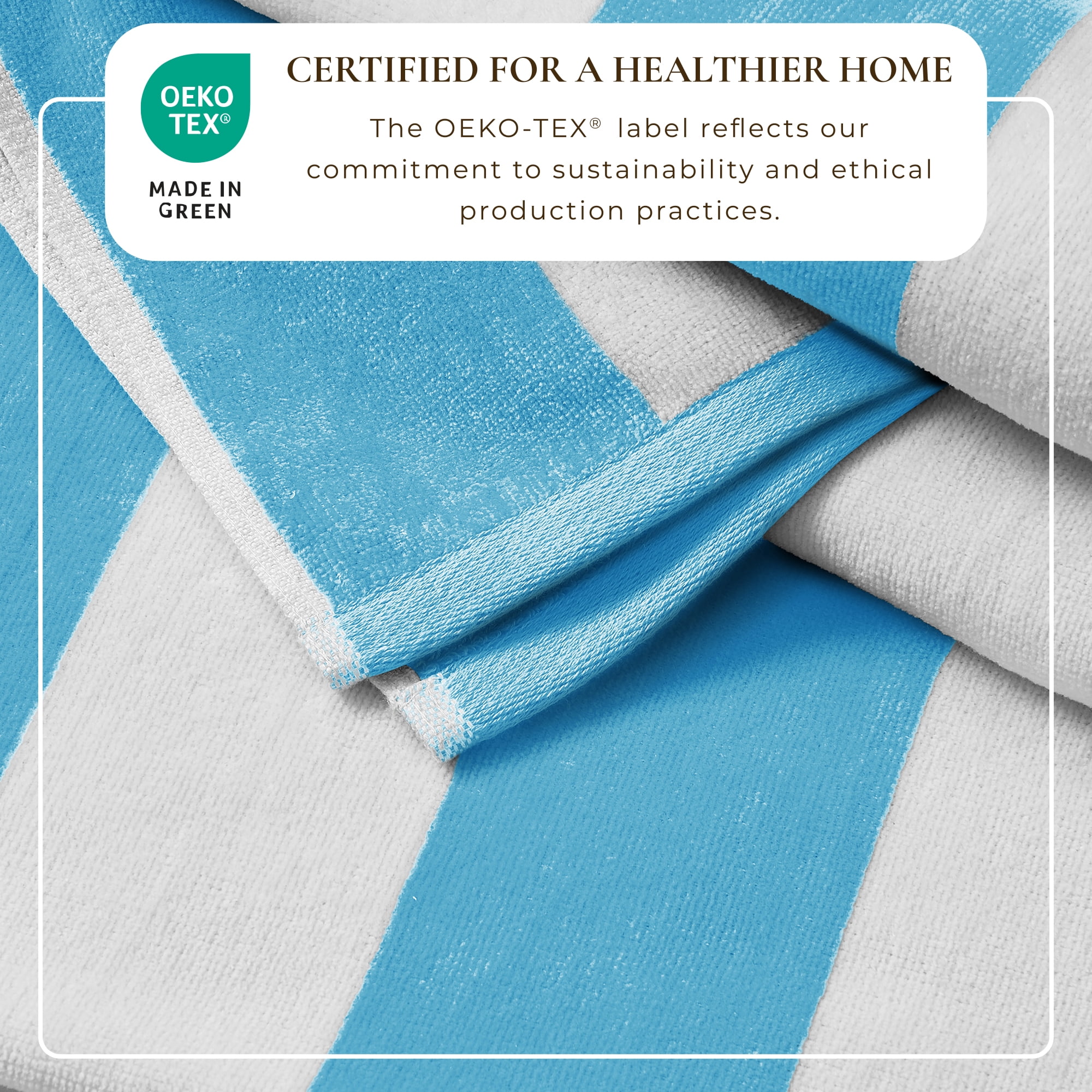 100% Cotton Cabana Striped Oversized Beach & Pool Towels (35" x 70", Air Blue)