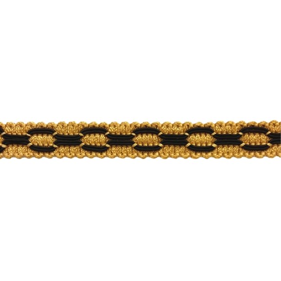 5/8" (1.5cm) Decorative Flat Gimp Braid Trim # 0058GB, Black Gold #B7K9 (Yellow Gold, Pure Black) Sold By The Yard (36"/3 ft/0.9m)