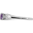 thumbnail image 4 of Sterling Silver Rhod-Plated Diamond Amethyst Ring (Size 8) Made In Thailand qr7064feb-8, 4 of 5