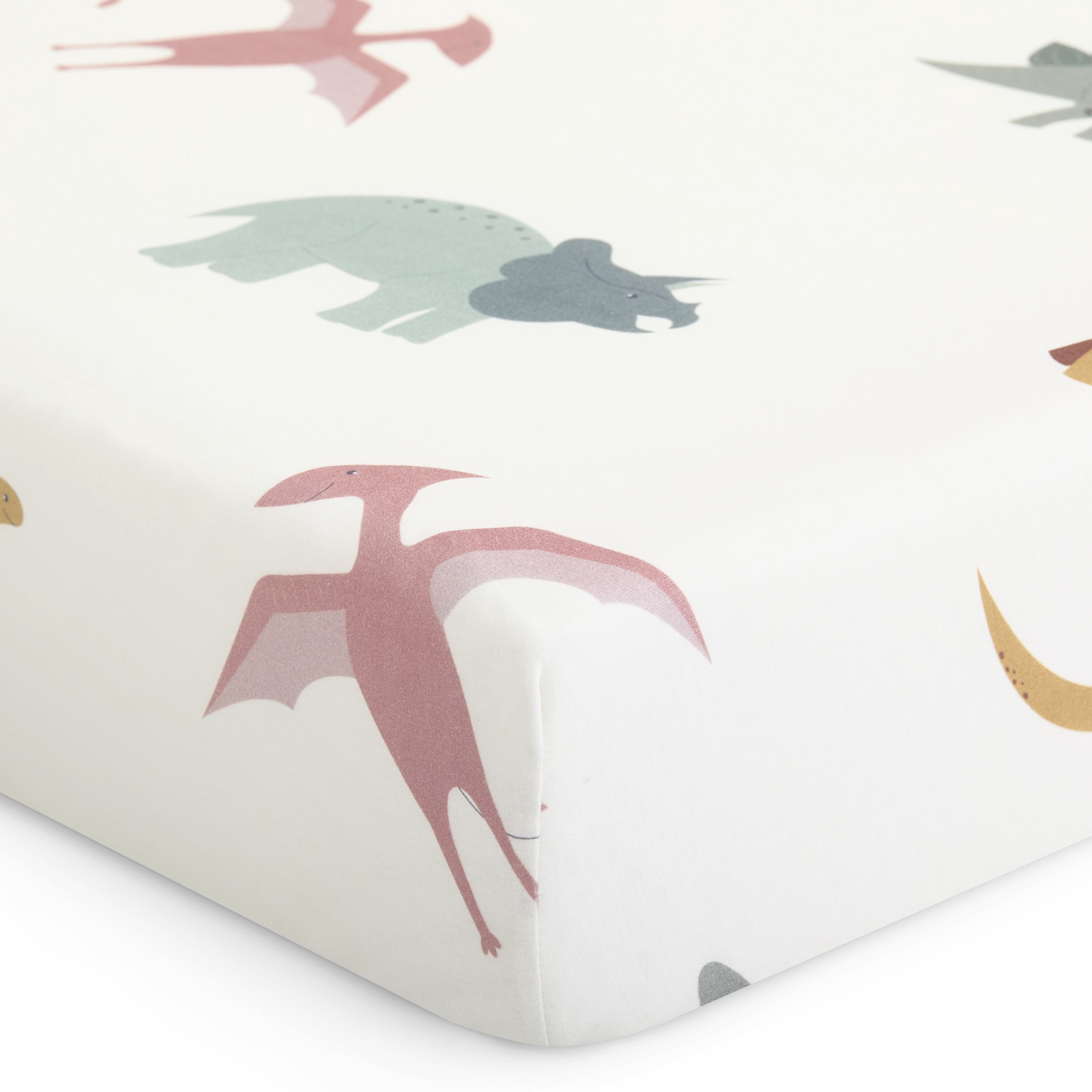 Evolur RawrSome Collection ( 2pc Sheet Set ), Light Sage Green & Dinosaur Print