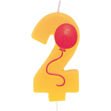 Party Central Pack of 6 School Bus Yellow and Red Molded "2" with Balloon Birthday Party Candles