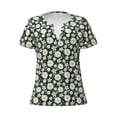 thumbnail image 2 of Honeii White Daisies and Bee Print Women's V-Neck T-Shirt,Short Sleeve V Neck Tees Tops for Women , Perfect for Work, Travel, and Everyday Wear, 2 of 7