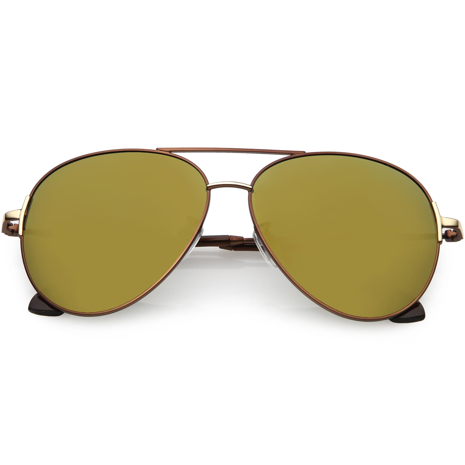 Oversize Aviator Sunglasses Metal Arms Polarized Lens 59mm (Bronze / Gold Mirror)