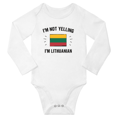 

I m Not Yelling I m Lithuanian! Baby Long Sleeve Rompers Bodysuit (White 24 Months)