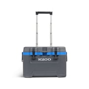 Igloo 52 QT Overland Ice Chest Cooler with Wheels, Gray and Blue
