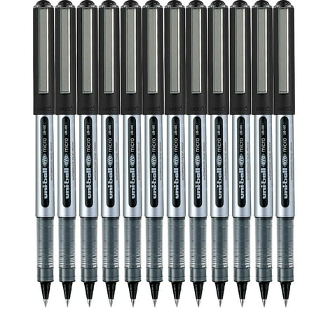 Uniball Eye Micro 0.5mm UB-150 Black Ink Roller Ball Pen Pack of 12 Pieces