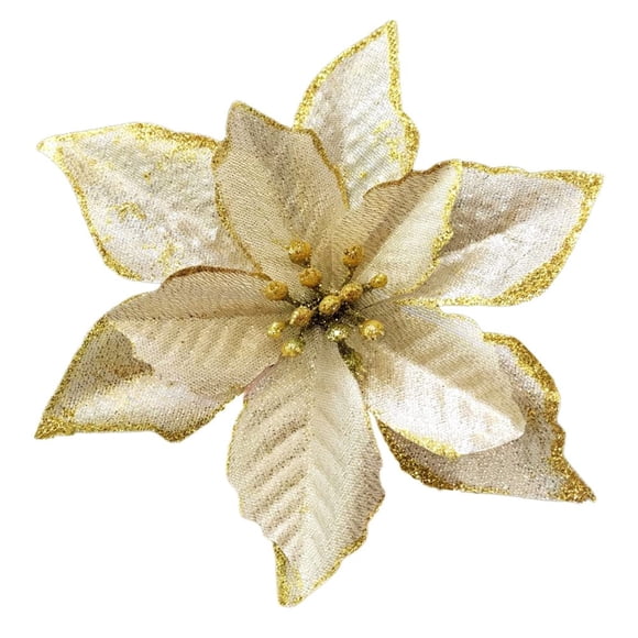Adornos para árbol de Navidad KEPATO con purpurina Poinsettia (dorado)