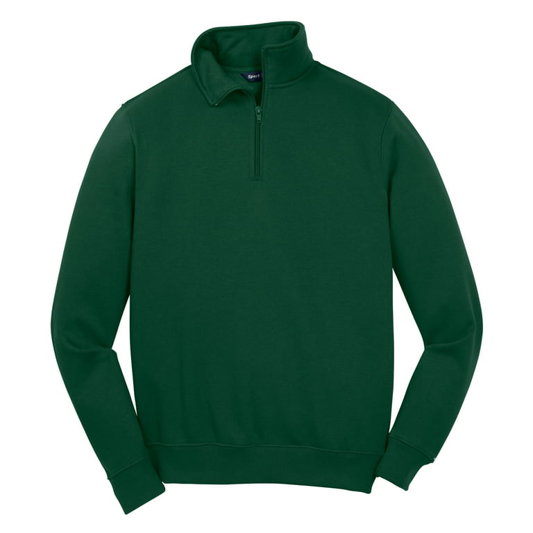 Mens 1/4 Zip Cotton/Poly Fleece Sweatshirt Forest Green 4X-Large