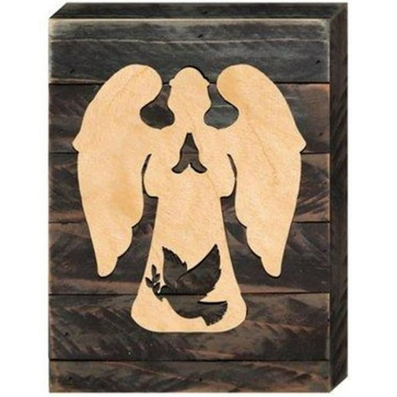 Designocracy 98864-08 Angel with Dove Art on Board Wall Decor