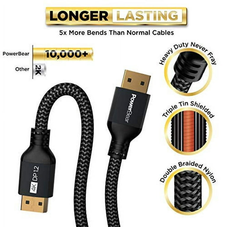 Cable Matters 4K DisplayPort to DisplayPort Cable, Computer Monitor Cable 6  ft, 4K@60Hz, 2K@144Hz, Display Cable, Male to Male Display Port Cable