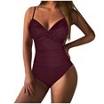 thumbnail image 2 of Traje de baño de una pieza para mujer, cómodo, liso, con almohadilla en el pecho, sin aros, Bikini con escote en V profundo OAVQHLG3B Store lin121212, 2 of 4