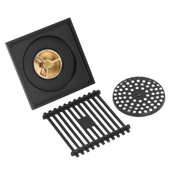 BIMZUC 304 Stainless Steel Shower Floor Drain, Large Displacement, Odor‑Proof, Black, 3.94"x3.94", Includes Cover & Hair Filter