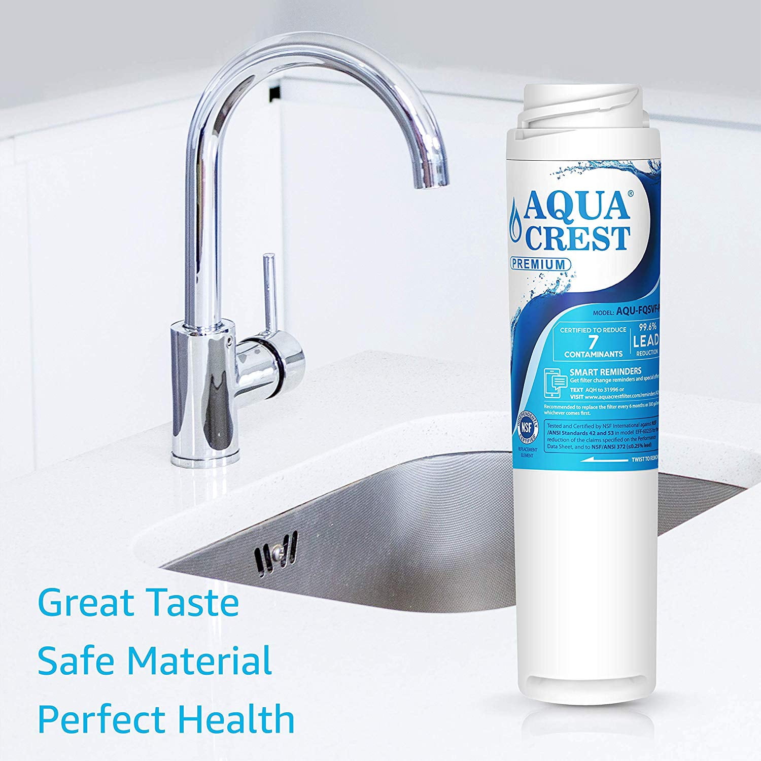 AQUACREST FQSVF NSF 42&372 Certified Undersink Water Filter, Compatible with GE FQSVF, GXSV65R (1 Set)