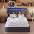 thumbnail image 6 of Miniyam Upholstered Full Size Bed with USB Charging Station, LED Lights, Storage Drawers, Dark Gray, 6 of 7