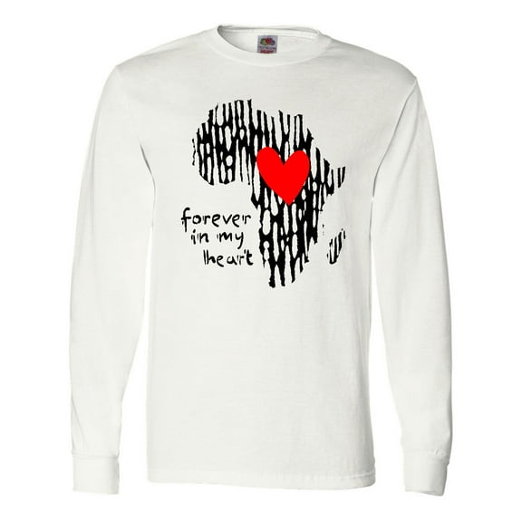 Inktastic Black History Month Forever in My Heart Ink Print Africa Long Sleeve T-Shirt