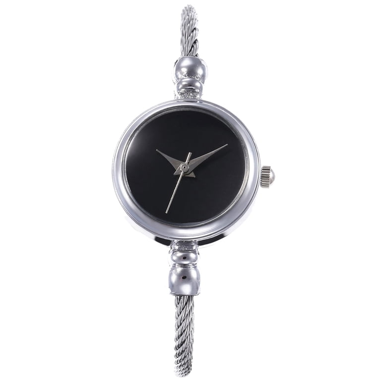 Fashion Women No Scale Round Dial Alloy Wire Band Bangle  display picture 2
