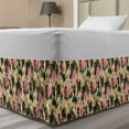 thumbnail image 1 of Floral Bed Skirt, Rhythmic Rose Flower Blossoms Leaves Berries Twigs Illustration Print, Elastic Bedskirt Dust Ruffle Wrap Around for Bedding Decor, 4 Sizes, Pastel Brown Multicolor, by Ambesonne, 1 of 2