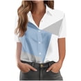 thumbnail image 2 of Ounisa Womens Short Sleeve Shirts Lapel Random Printed Button Detail Loose Fit Cotton Blend 2026 Spring Summer Daily Casual Fashion Trendy Comfortable Blouse Tops S-2XL, 2 of 6