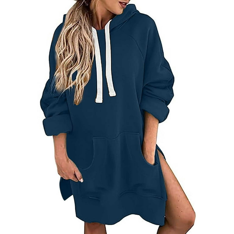 Warmy Hoodie The Warmy Oversized Hoodie Dress  Cozy Pullover With  Drawstring Waist & Pocket Oversized Hoodie Dress With Pocket