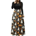 thumbnail image 1 of Enjoytime Robe à Manches Longues pour Femmes, Mignonne, Imprimée, Col Rond, Patchwork, Robes Maxi, Décontractée, Élégante, Gothique, Costume d'Halloween, Beige, TTG, 1 of 5