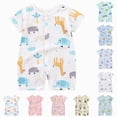 thumbnail image 4 of KPOPLK Baby Boys One-Piece Pajama Summer Short Sleeve Animal Print Romper PJM Bodysuit for Infant Newborn Size 12-18 Months,Beige, 4 of 4