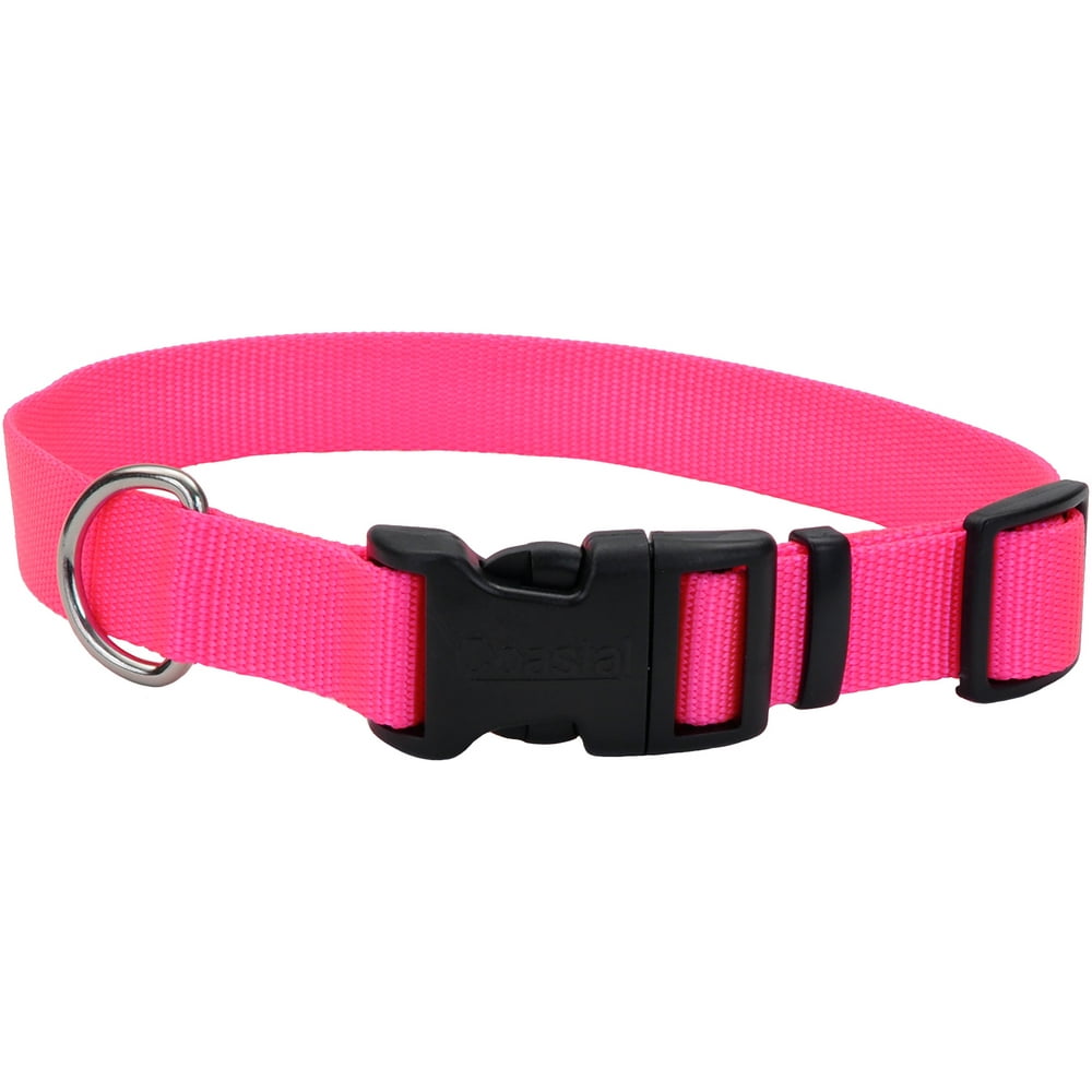 Adjustable Nylon 3/8" Dog Collar W/Tuff BuckleNeon Pink, Neck 8"12