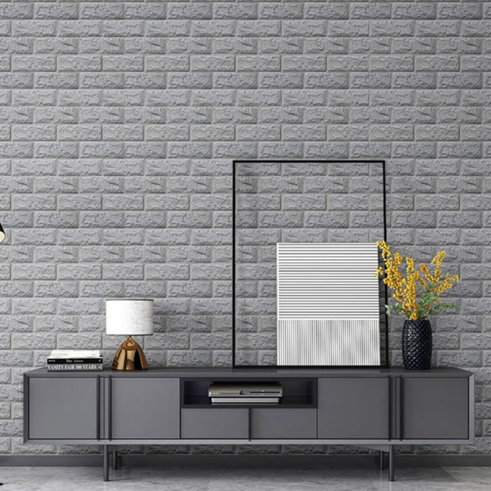 10pcs 3D Tile Brick Wall Sticker Self-adhesive Waterproof Foam Panel Wallpaper P