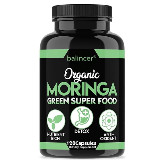 Balincer Organic Moringa Supplement, 120 Capsules, Supports Antioxidant Health & Daily Vitality