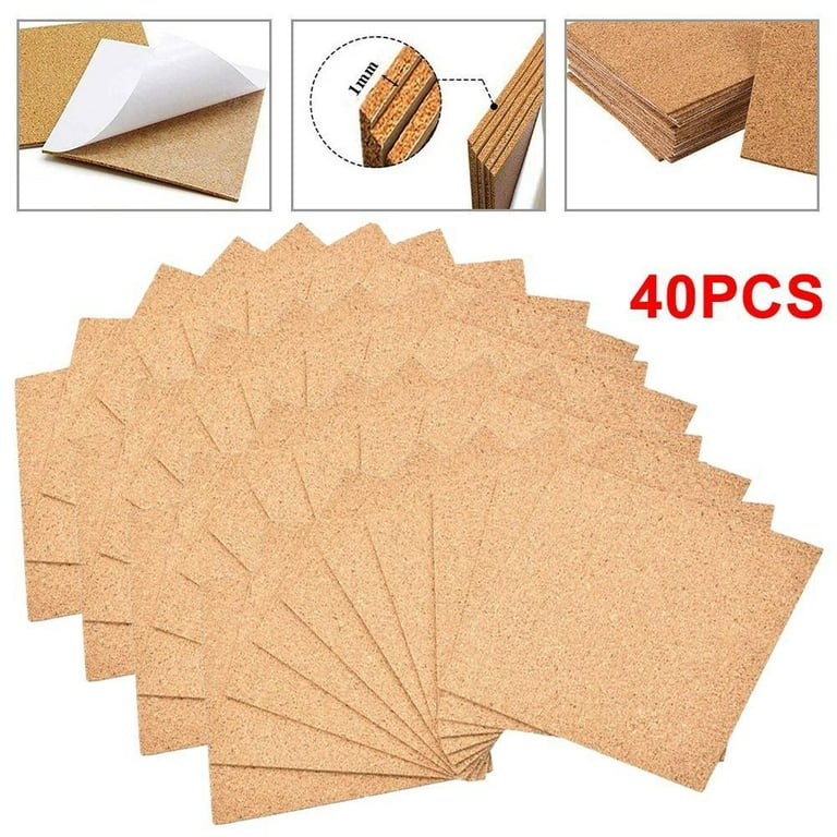 Self Adhesive Cork Sheet for Coaster and DIY Crafts, Cork Sheet with  Adhesive Backing (80)