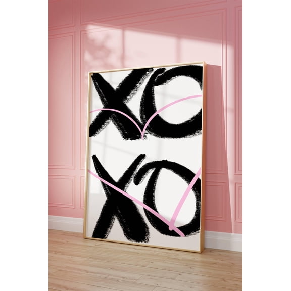 Xoxo Black And Pink Print Dorm Room Decor Trendy Girly Art Pink Typography Bedroom Wall Art Living Room Wall Art Quote Print Gift, UNFRAMED
