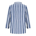thumbnail image 4 of Women's Striped Button Down Shirt Long Sleeve Casual Linen Blouse Loose Fit Office Work Wear Spring Summer Outfit Dark Blue XL, 4 of 6