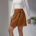 thumbnail image 6 of Xunlbb Mini Skirts, Fall Fashion Women Casual Comfortable Solid Color Irregular High Waisted Button Skirt Gift for Women, Size S-XL, 6 of 6
