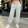 thumbnail image 6 of Ozmmyan Womens Joggers Sweatpants Decorative Front Drawstring Elastic Waist Tapered Ankle Cuff Side Pockets Casual Pants, 6 of 8