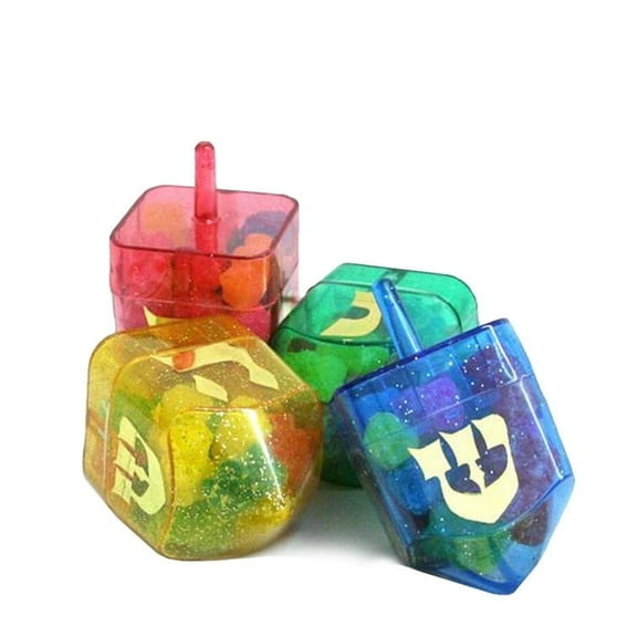 Hanukkah Dreidel Filled Candy, Colorful Assorted Fruit Flavored Treats, 5 Count