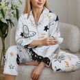 thumbnail image 4 of Wukai Cartoon Planets Print Women's Pajama Set - Soft Long Sleeve Sleepwear for Comfort and Style-Large, 4 of 9