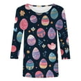 thumbnail image 3 of Ladies Fashion Casual Europe And The United States Easter 3D Digital Printed Round Neck T Shirt Point Sleeve Top Girls Long Sleeve Raglan Short Sleeve Shirt Women Summer Shirts for Women Shirts Women, 3 of 4