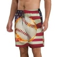 thumbnail image 2 of Pofeuu Baseball Ball With Flag Prin Men's Swim Trunks Quick Dry Bathing Suit Swimming Board Shorts Mesh Lining Beach Swimwear-Large, 2 of 6