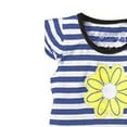 thumbnail image 4 of KPOPLK Little Girls Summer Clothes Outfits Daisy Flower Stripe T-Shirt Top + Bows Pant Sets Toddler Girl Clothing 6 month girl clothes(5-6 Years,Blue), 4 of 4
