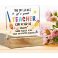 thumbnail image 4 of Teacher Appreciation Gifts Thank You Teachers Desk Decor Best Teacher Acrylic Desk Plaque Sign with Wood Stand Home Office Desk Sign Keepsake, 4 of 6
