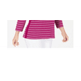 thumbnail image 3 of Karen Scott Women's Cotton Striped Vented Hem Top Red Size Medium, 3 of 3